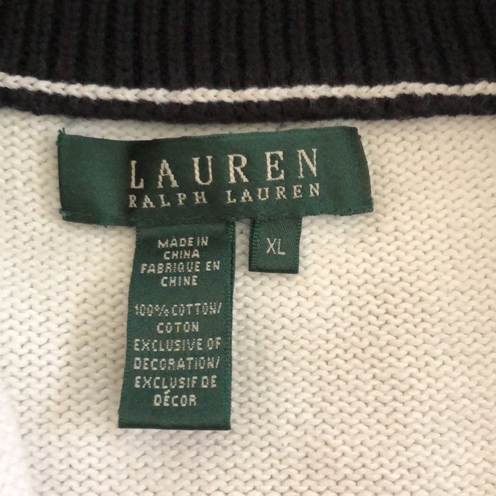 Ralph Lauren, long sleeved, white, half zip sweater,size extra large - Picture 7 of 8